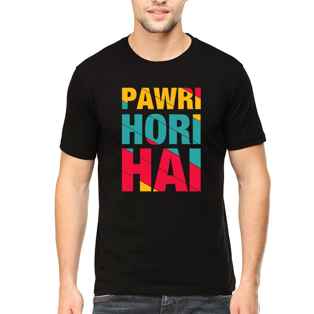 67672231 Pawri Hori Hai Men T Shirt Black Front.jpg