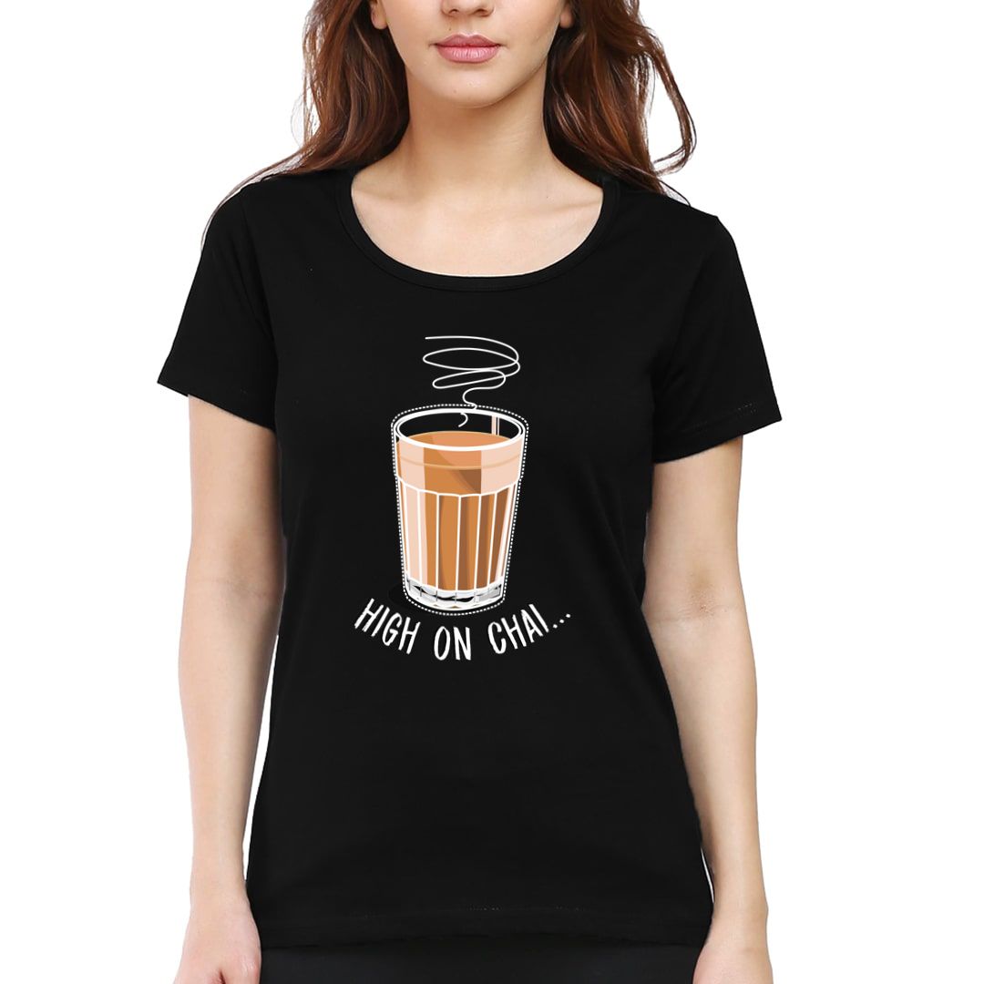 Cd447dcf High On Chai Women T Shirt Black Front.jpg