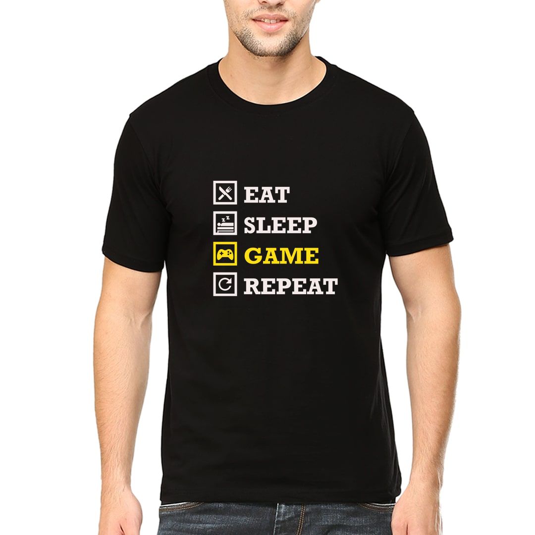 D8ee880f Eat Sleep Game Repeat Gamer Mode Men T Shirt Black Front.jpg