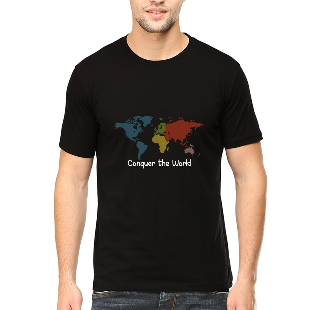 31091282 Conquer The World Men T Shirt Black Front