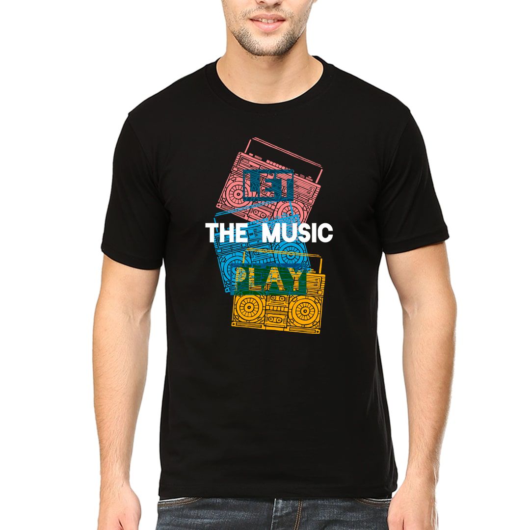 361fa816 Let The Music Play Men T Shirt Black Front