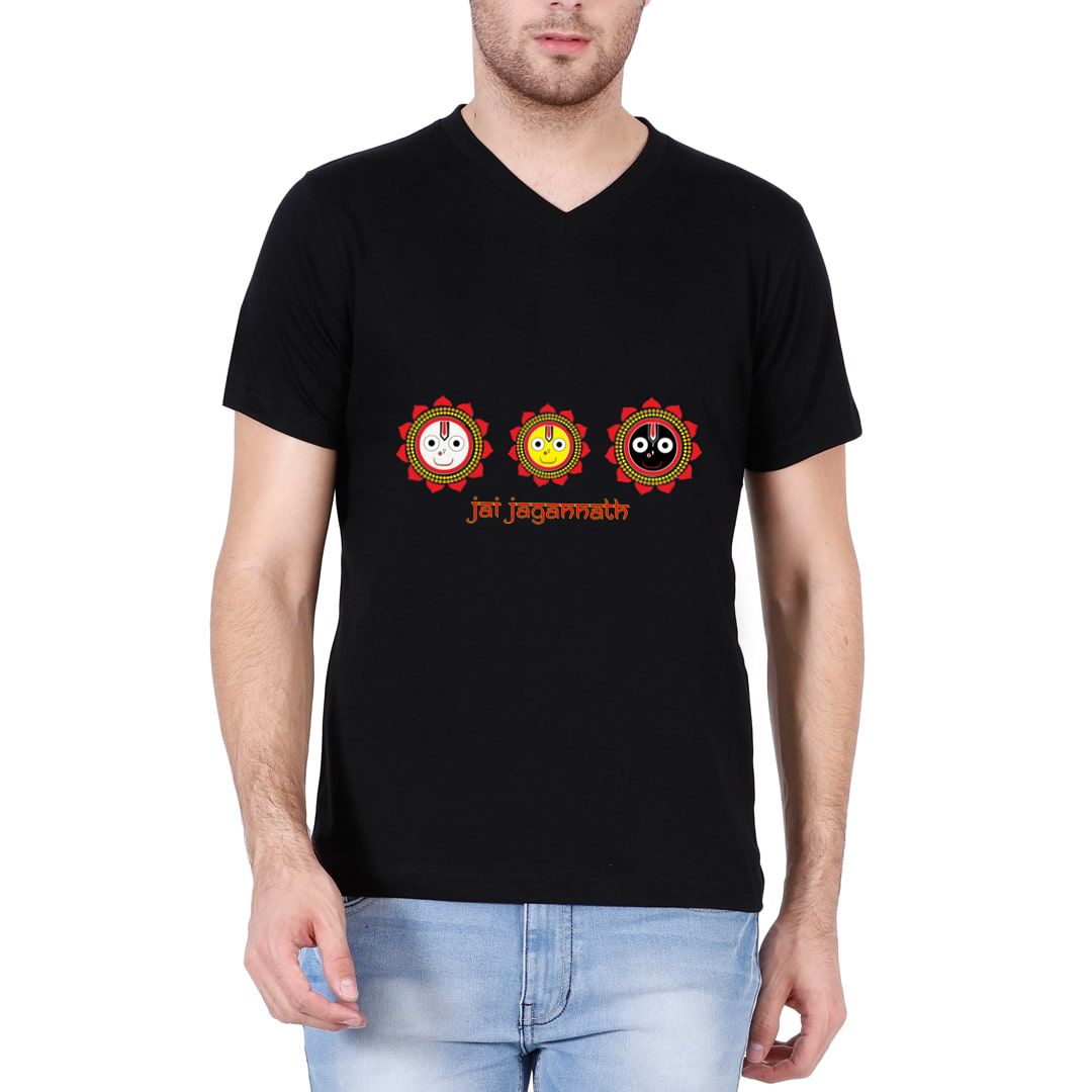 Cd57a30b Jai Jagannath Men V Neck T Shirt Black Front