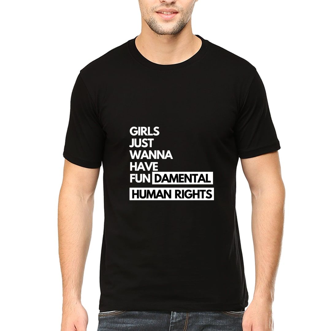 E1a3701d Girls Just Wanna Have Fundamental Rights Men T Shirt Black Front