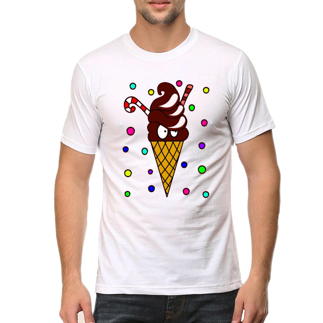 090190d0 Cool Chocolate Ice Cream Ninja Men T Shirt White Front