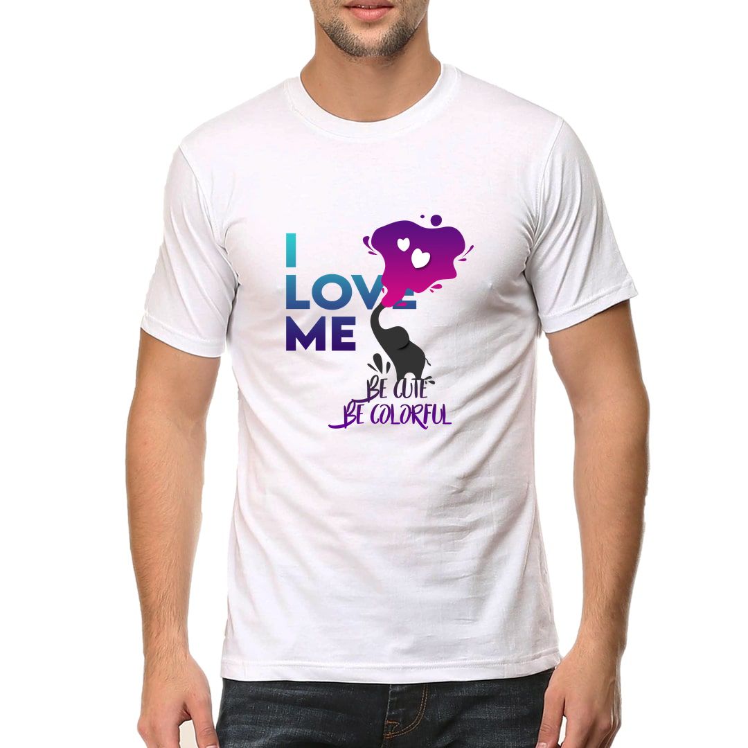 32ee348b I Love Me Be Cute Be Colorful Men T Shirt White Front