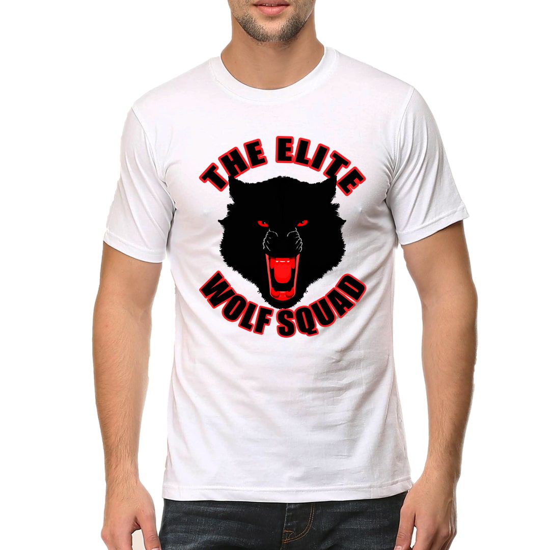 59158fb0 The Elite Wolf Squad Men T Shirt White Front