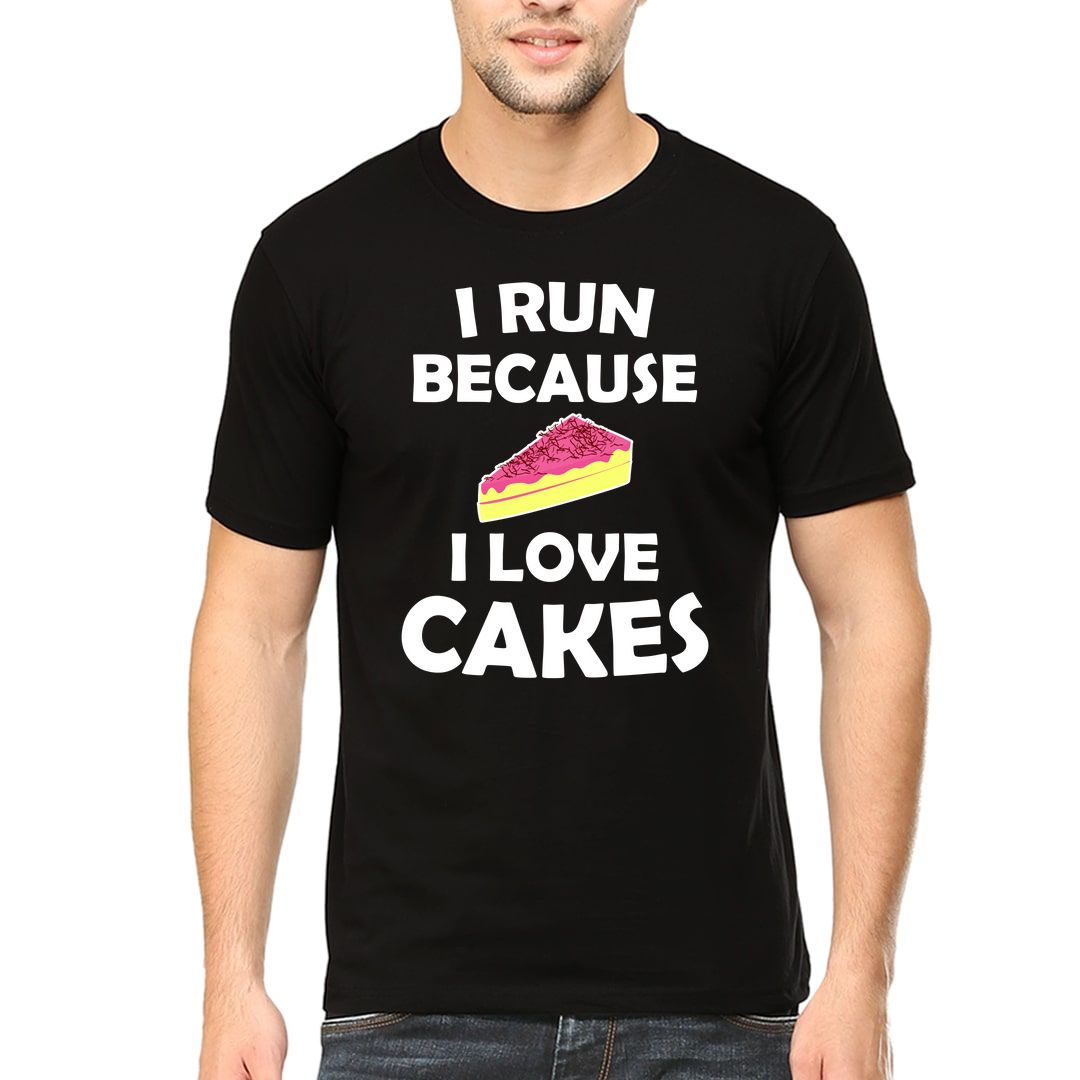 6e078e8c I Run Because I Love Cakes Men T Shirt Black Front