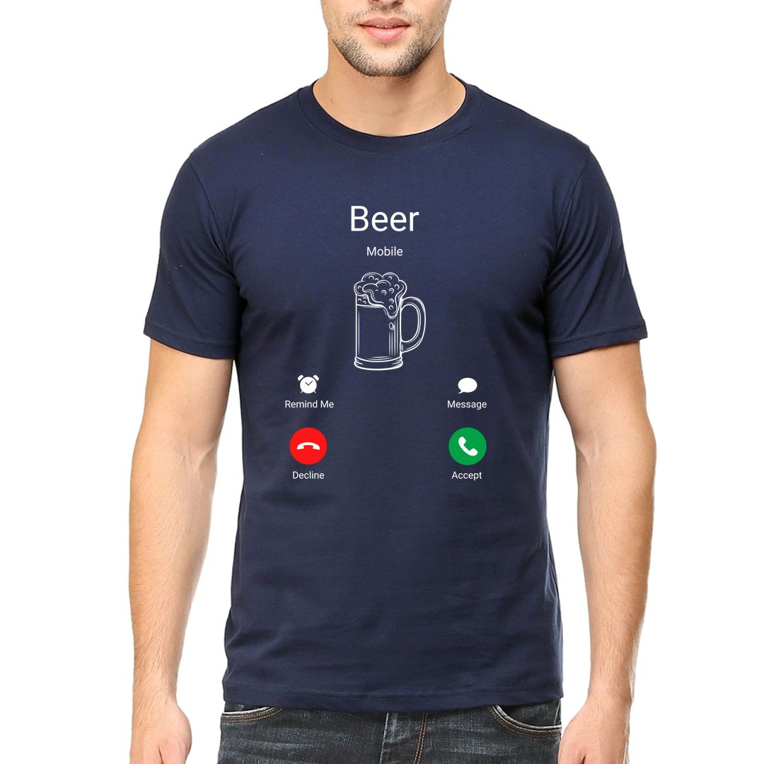 7f49c55a Beer Is Calling Men T Shirt Navy Front