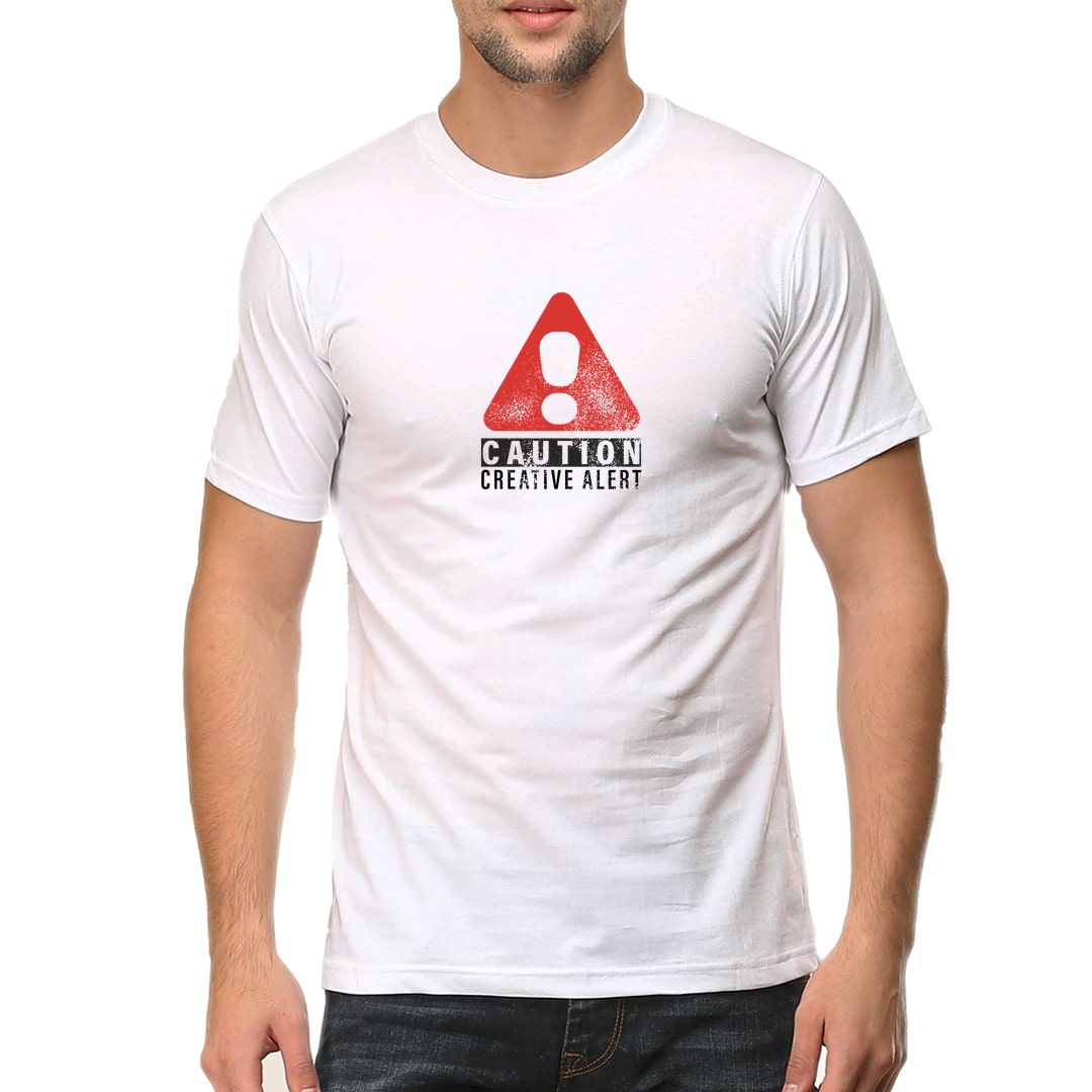 A2cd1cdd Creative Alert Men T Shirt White Front