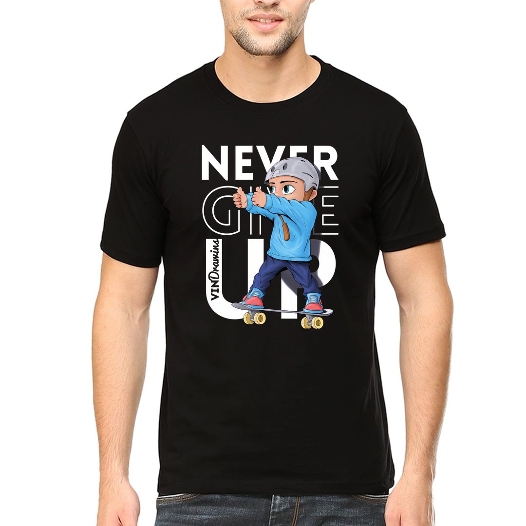 Fbeafc07 Never Give Up Men T Shirt Black Front