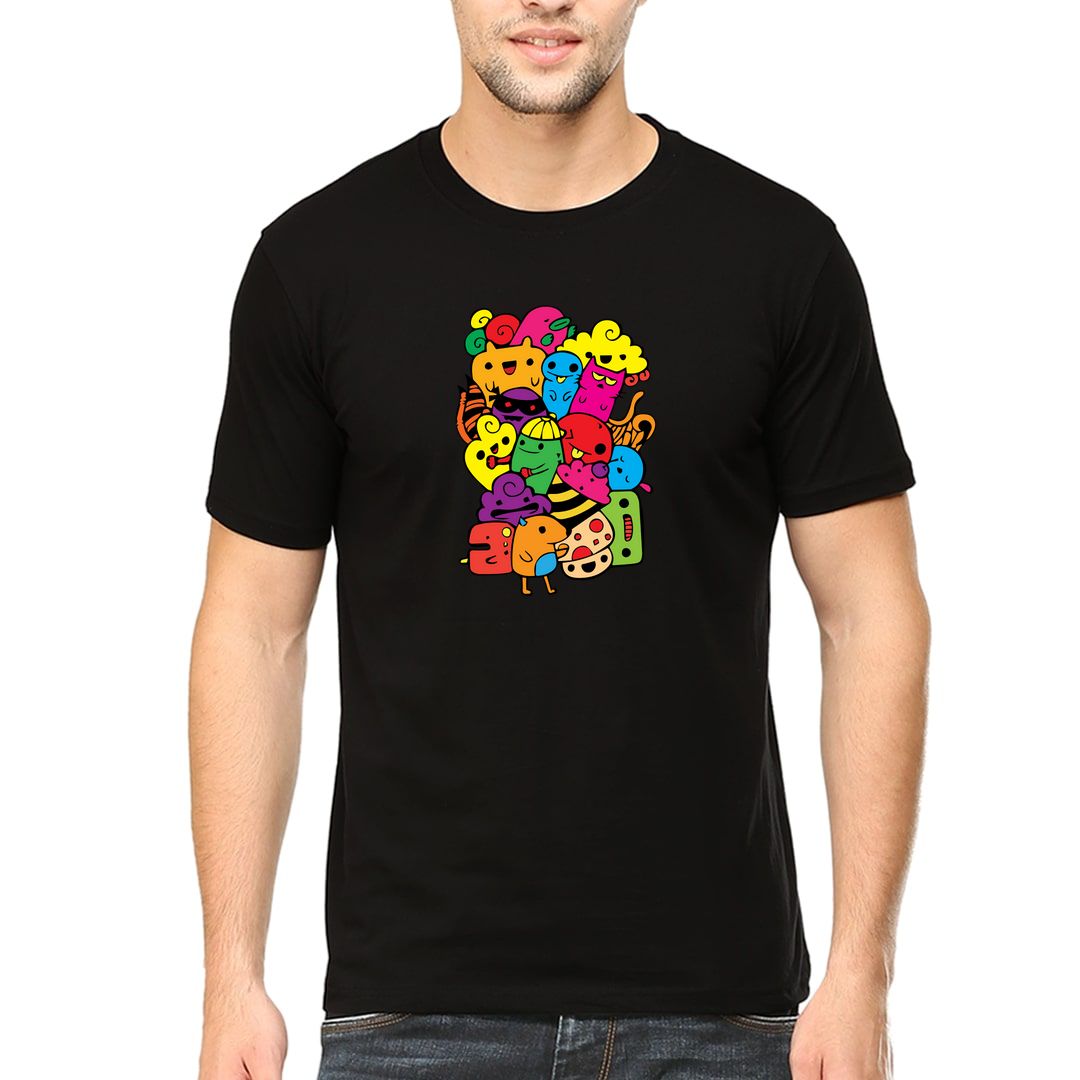 0298a27f Cartoon Animals Men T Shirt Black Front