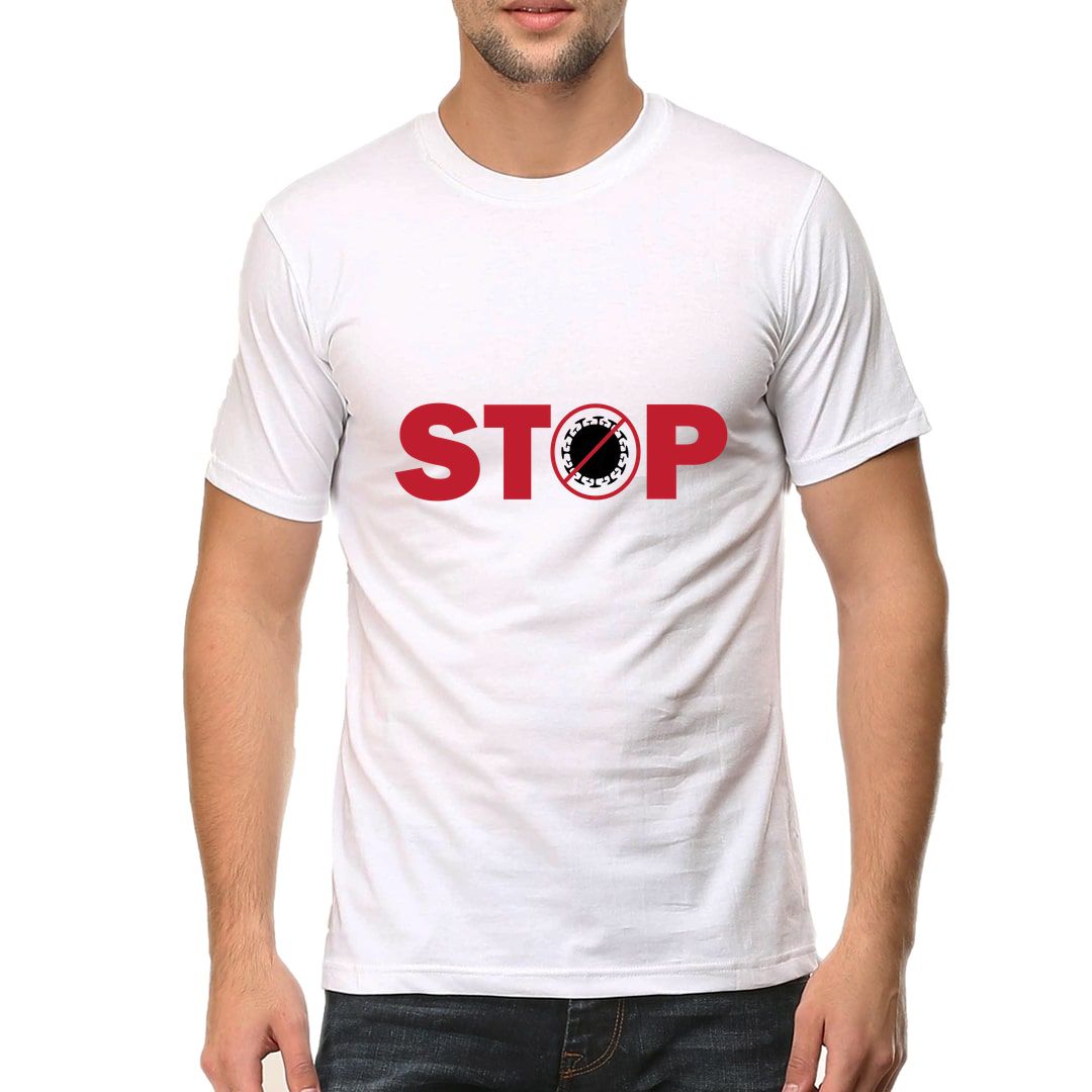 381b77ec Stop Corona Men T Shirt White Front