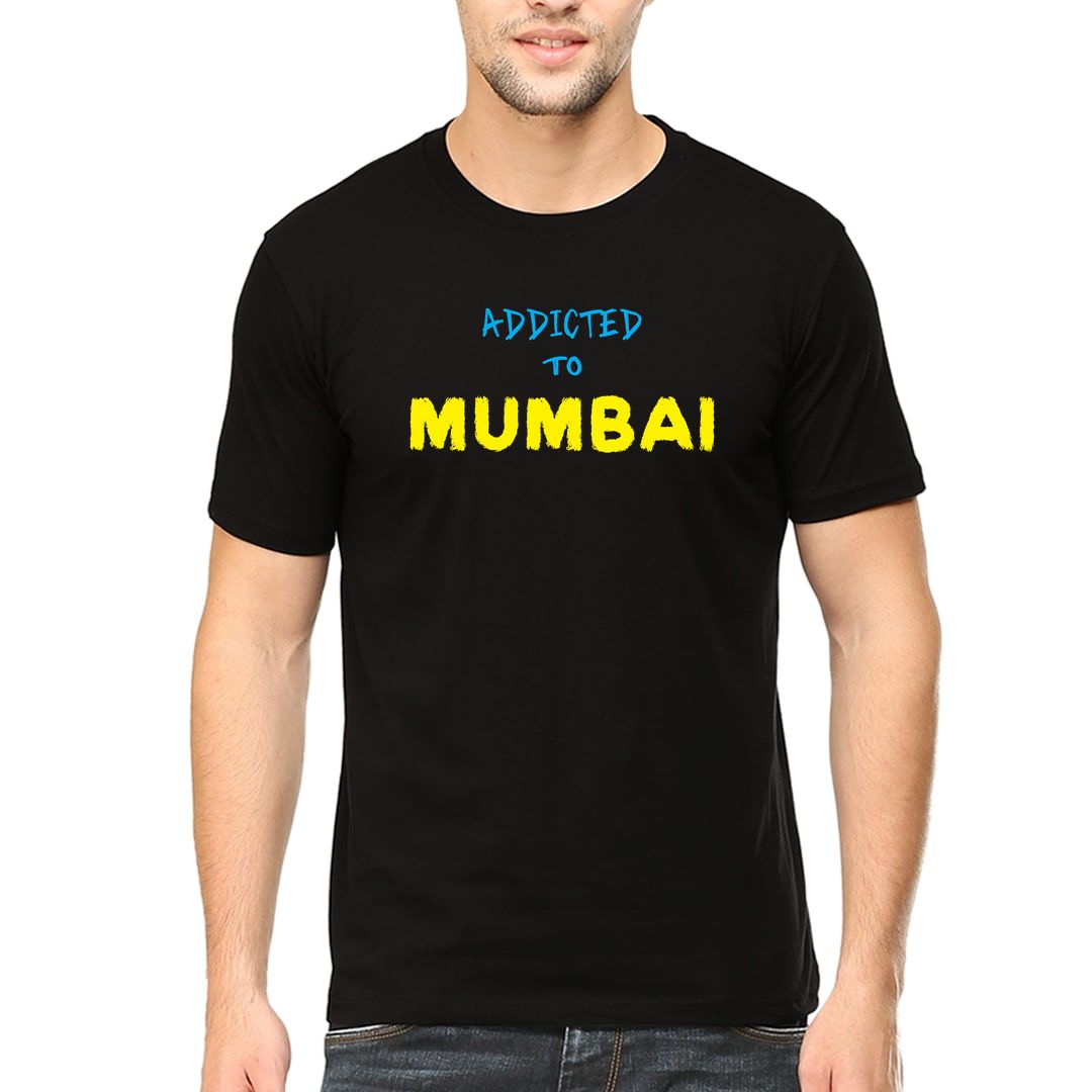 3cb5fe85 Addicted To Mumbai Men T Shirt Black Front