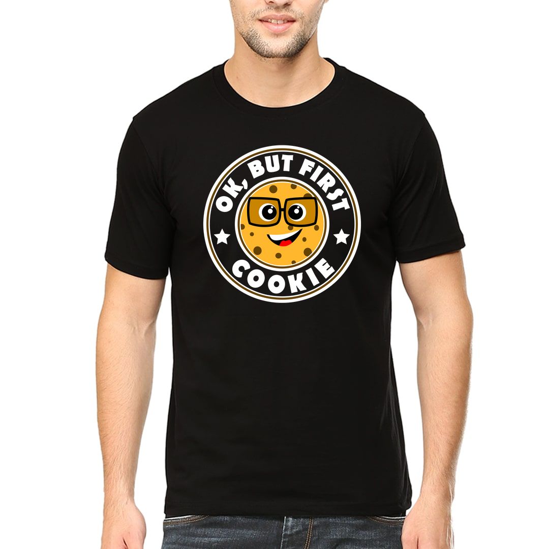 4b019c5f Ok But First Cookie Men T Shirt Black Front