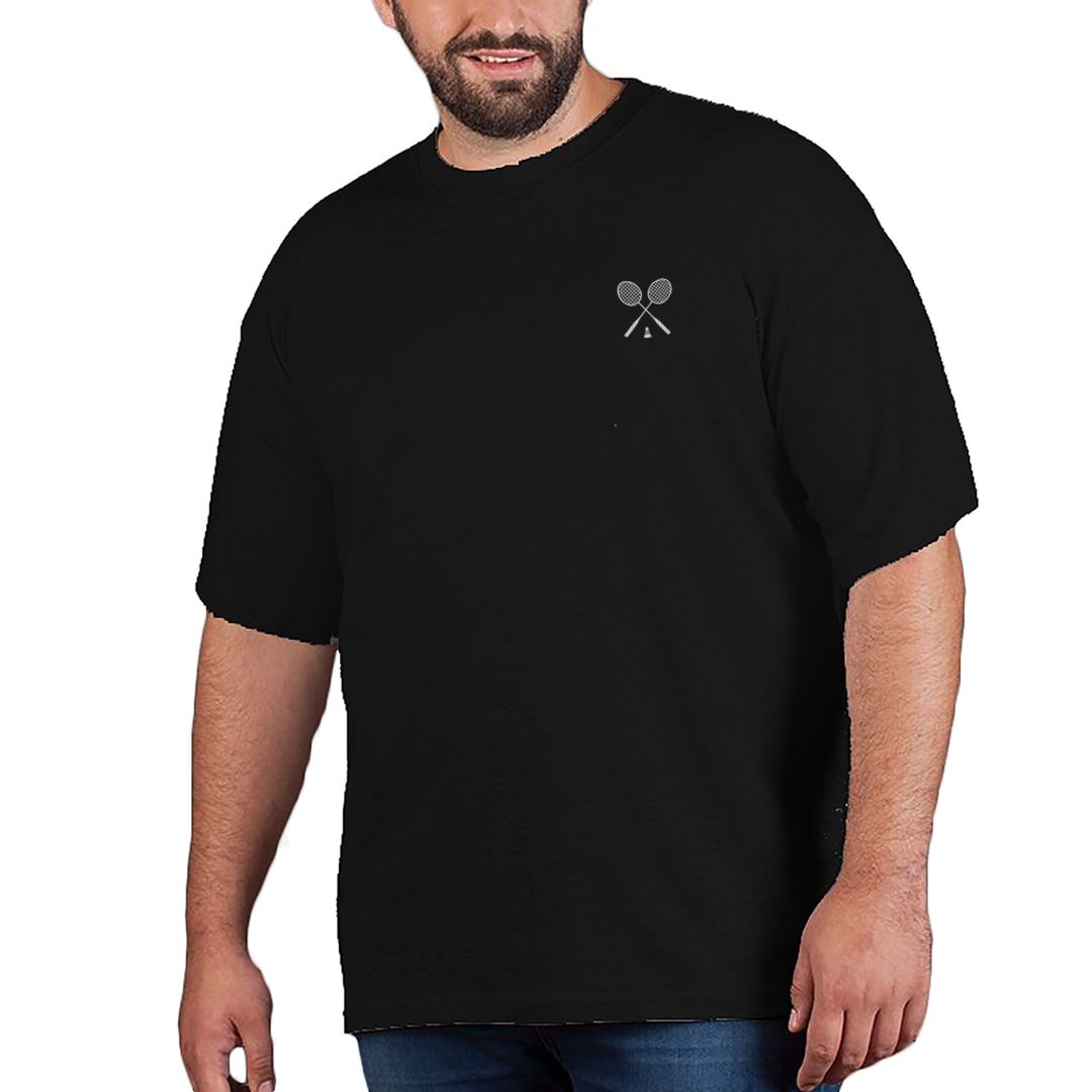 55131625 Badminton Logo Plus Size T Shirt Black Front