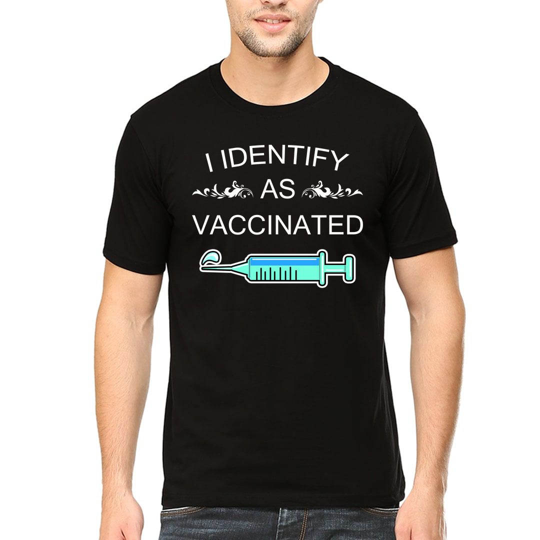 62b60dfc I Identify As Vaccinated Men T Shirt Black Front