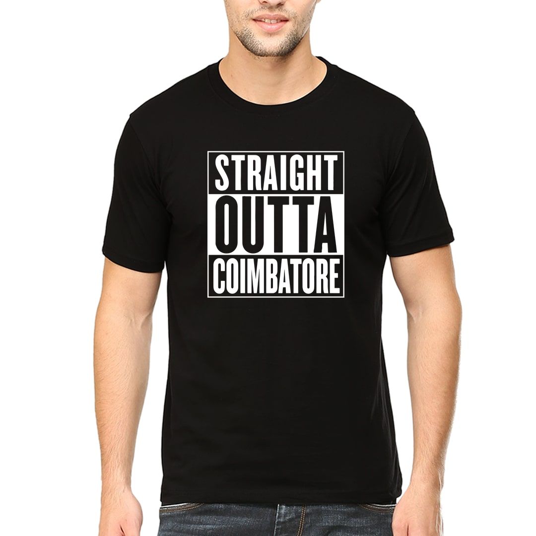 6b4b352a Straight Outta Coimbatore Men T Shirt Black Front