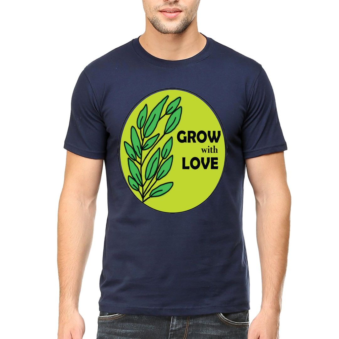 87c59ee7 Grow With Love For Gardening Lovers Men T Shirt Navy Front