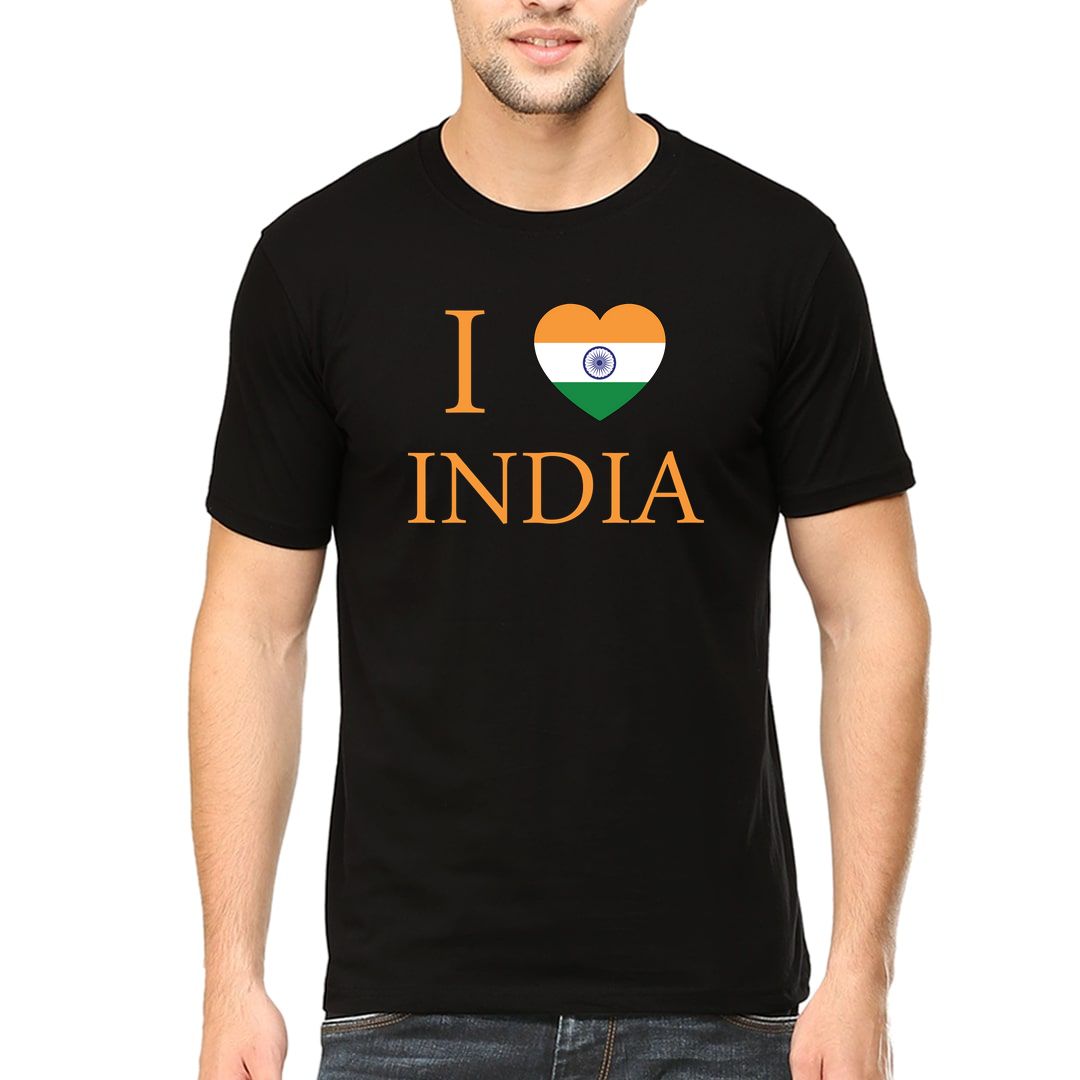 Df16a998 I Love India Men T Shirt Black Front