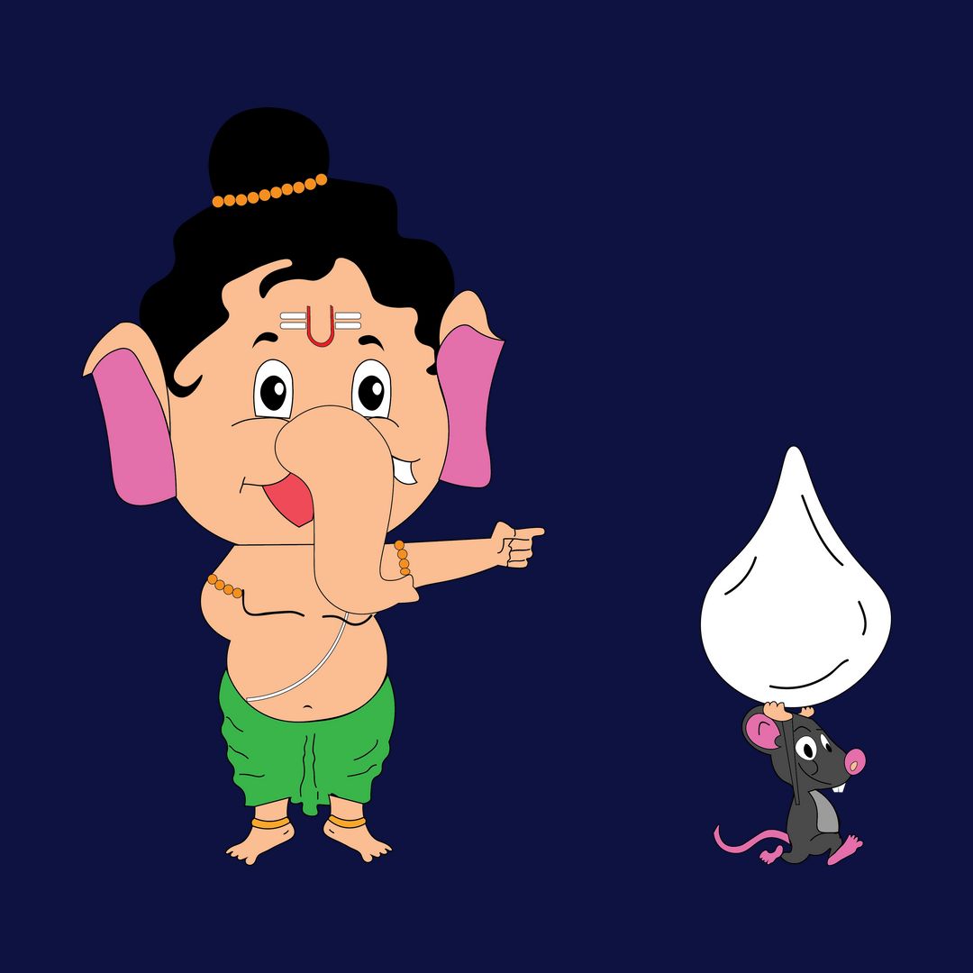 Cute And Funny Ganesh With Modak Kids T Shirt - Swag Swami