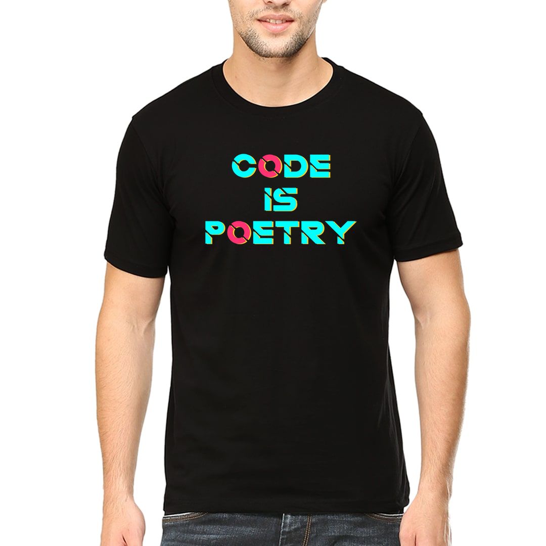 61181d85 Code Is Poetry For Web Android Python Javascript Developers Men T Shirt Black Front