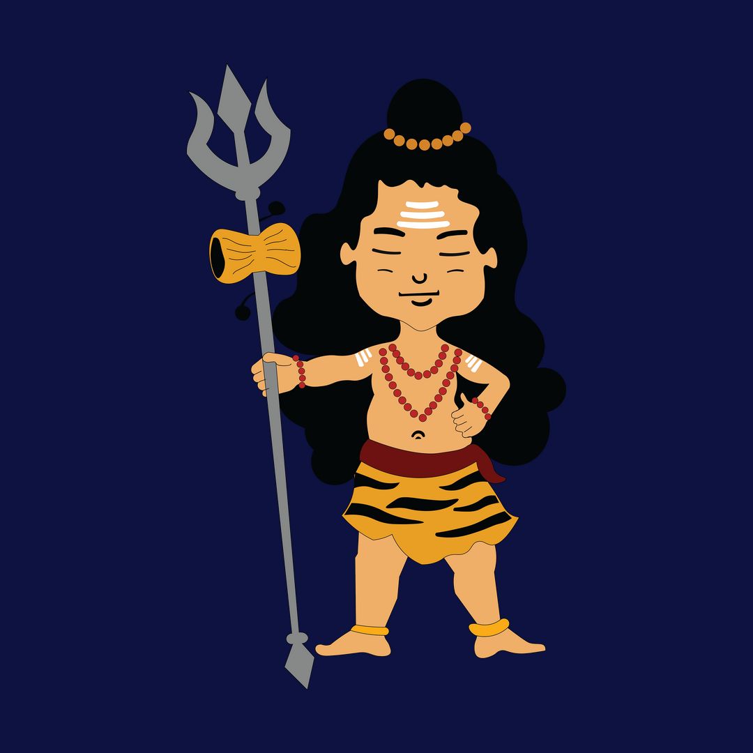 Cute Lord Shiva Holding Trishul Unisex Hoodie - Swag Swami