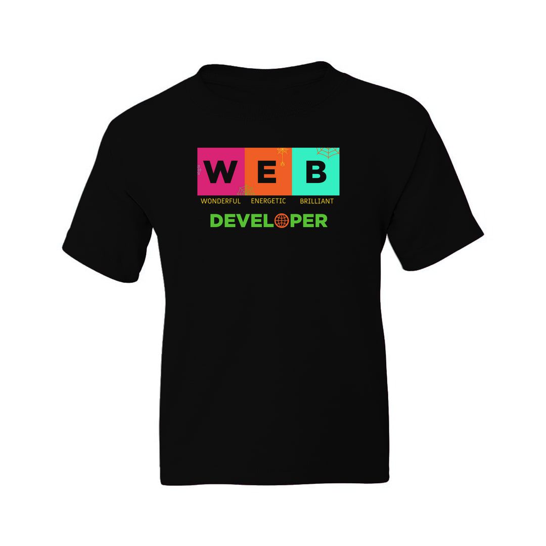 8fe9e3c5 Web Javascript React Angular Vue Developer Cool Office Wear Kids T Shirt Black Front