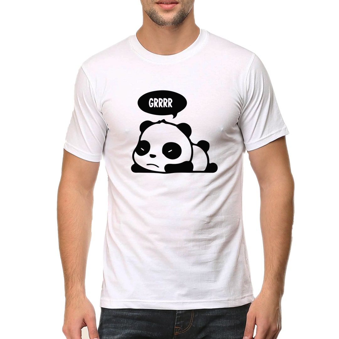 B048bef3 Angry Panda Men T Shirt White Front