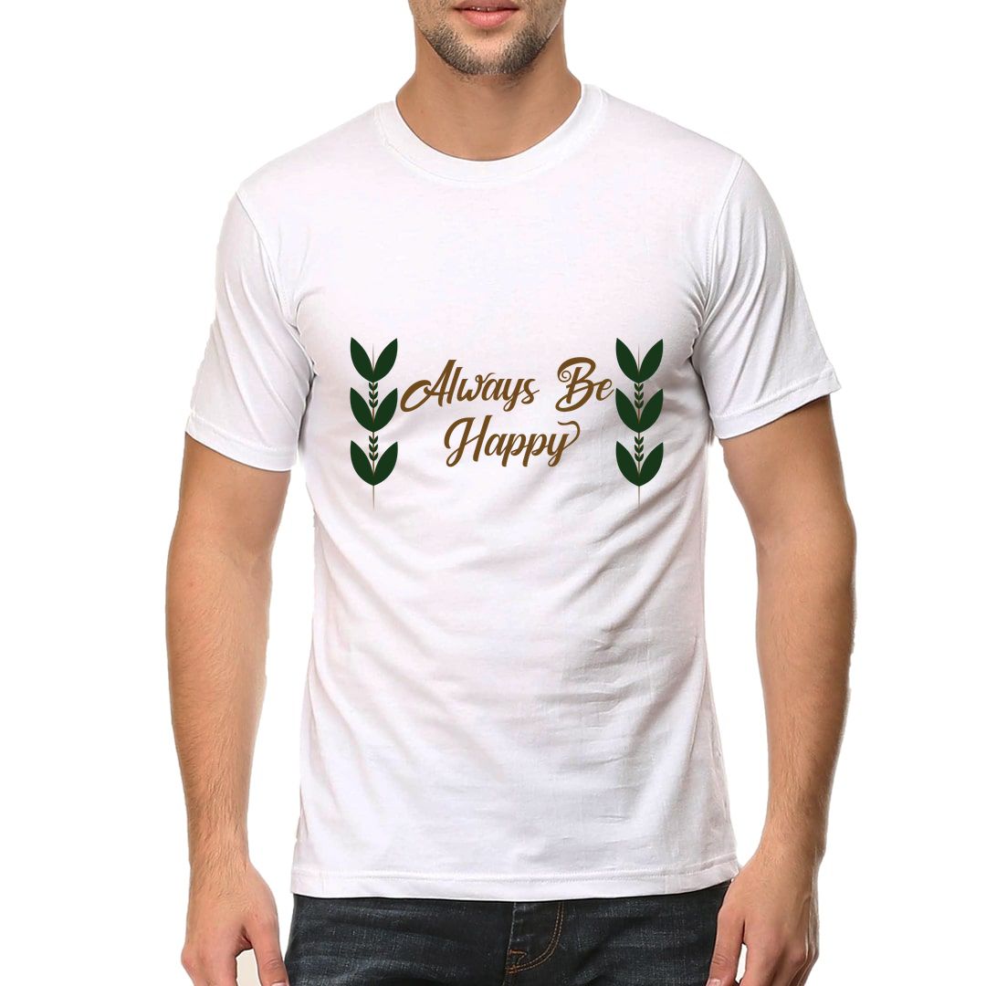 D57a1b1d Always Be Happy Men T Shirt White Front