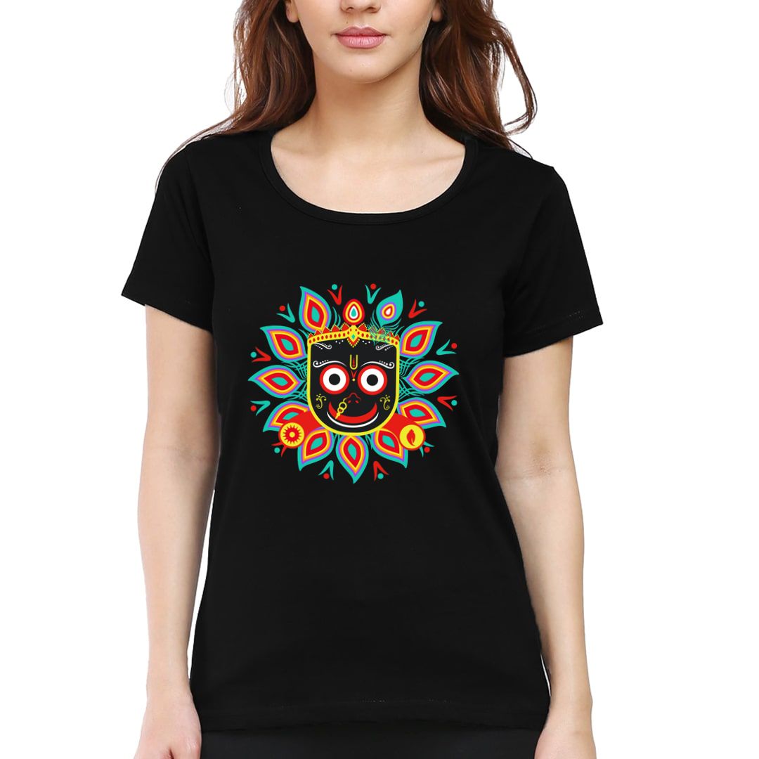 8a16605f Jai Sri Jagannath Women T Shirt Black Front