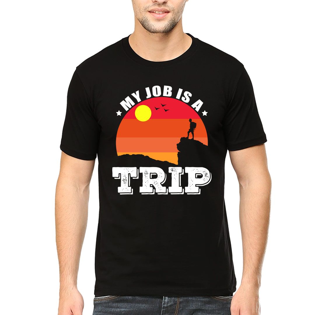 F4bbb021 My Job Is A Trip Summer Retro Men T Shirt Black Front