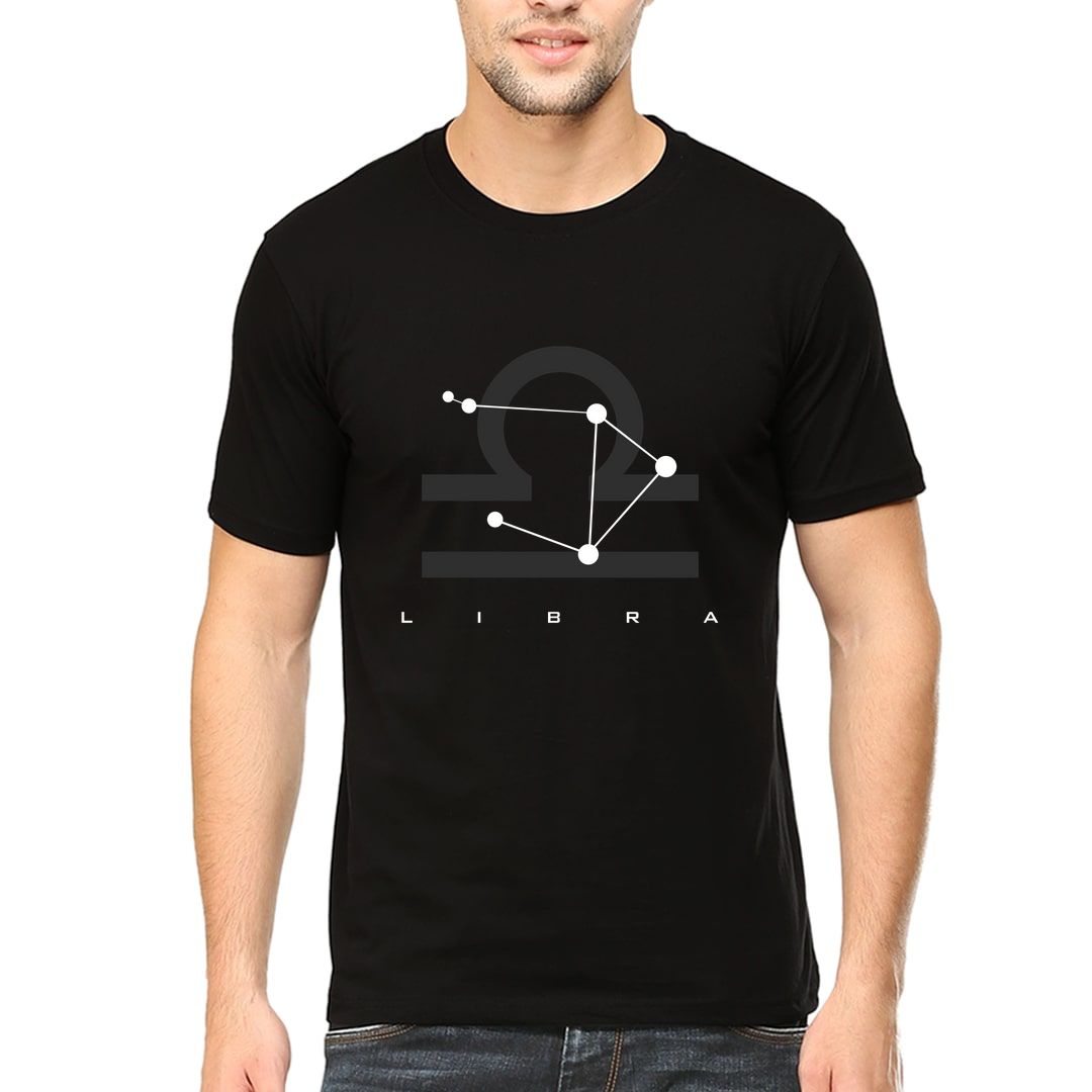 4c8f9fea Zodiac Constellations Libra Men T Shirt Black Front