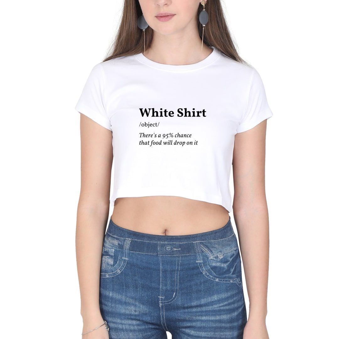 Word Meaning Funny White Shirt Women's Crop Top - Swag Swami