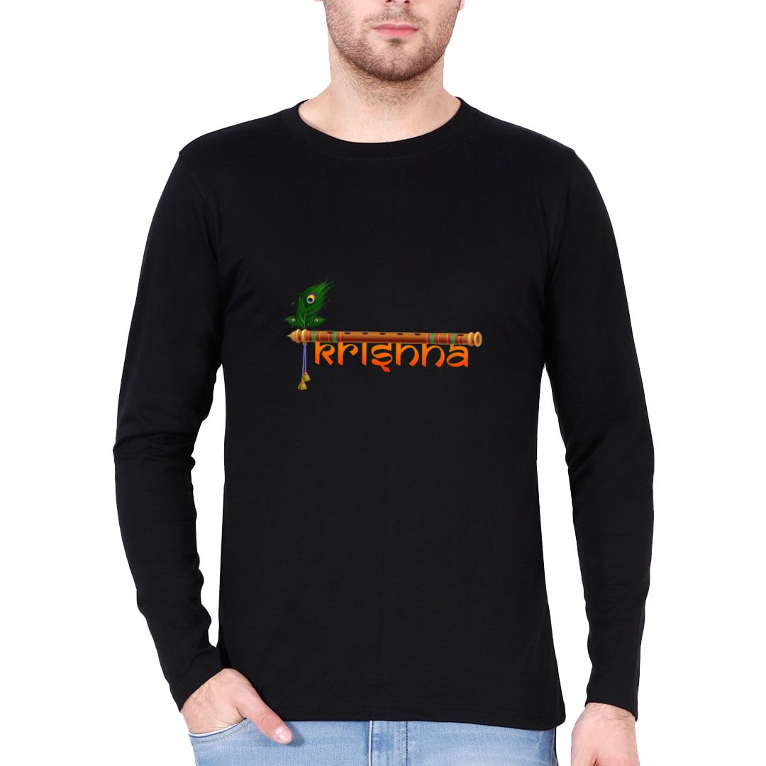 7f16342b Janmastami Full Sleeve Men T Shirt Black Front