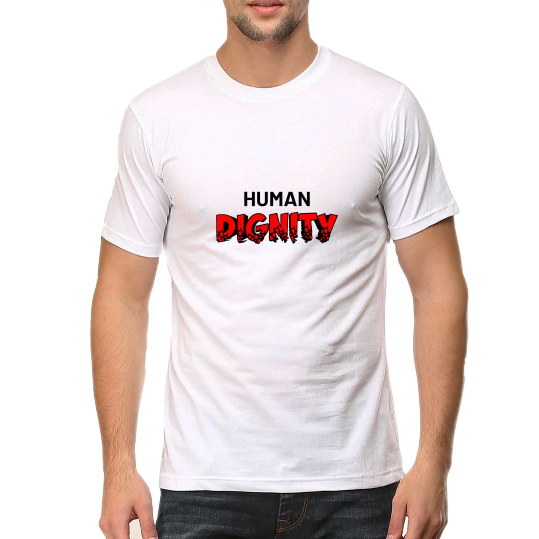 A8ba3839 Human Dignity Men T Shirt White Front