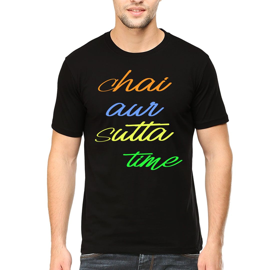 B8ea81ca Chai Aur Sutta Men T Shirt Black Front