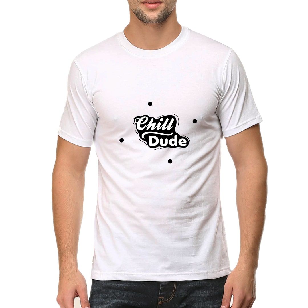 D60616f4 Chill Dude Men T Shirt White Front