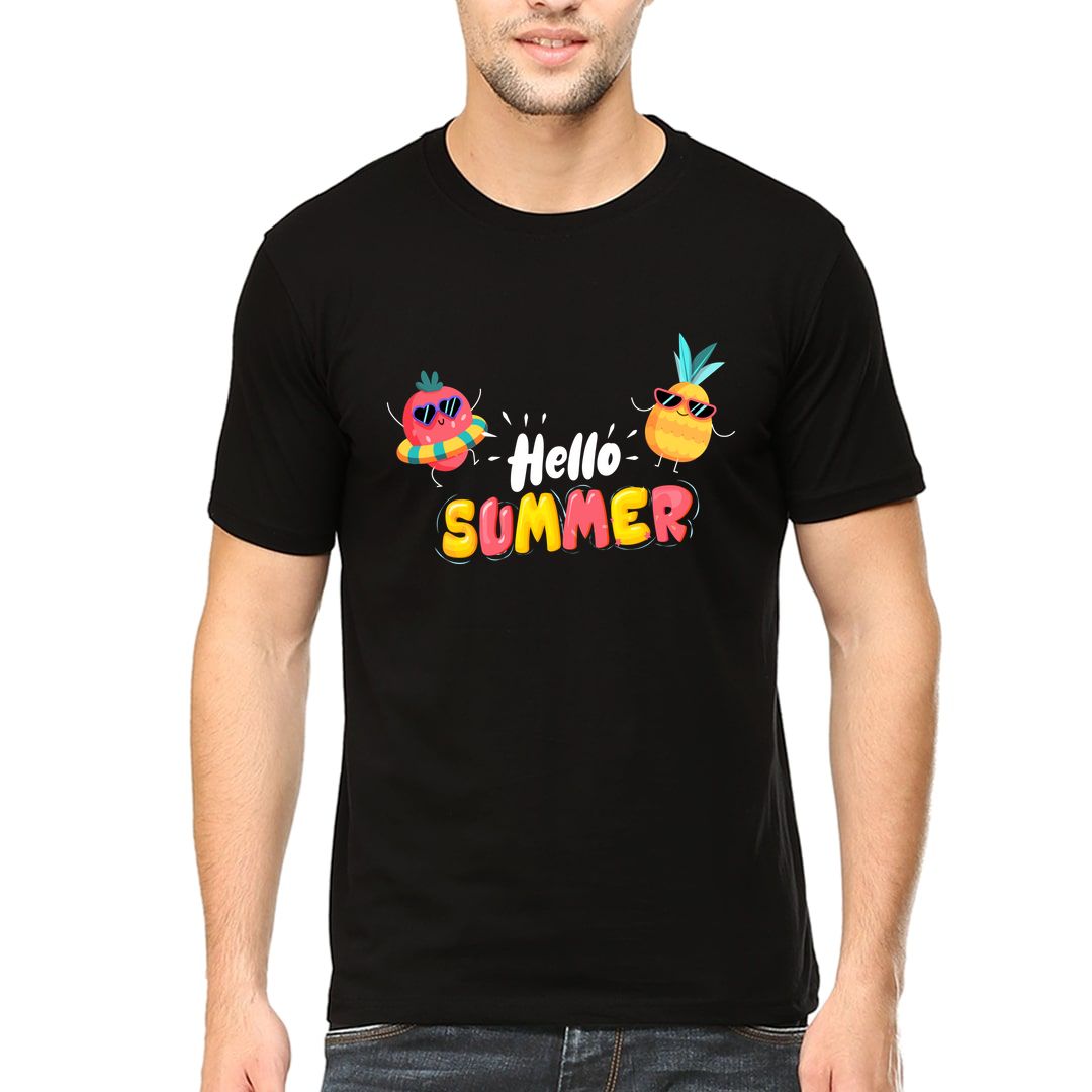 F84204f7 Hello Summer Men T Shirt Black Front