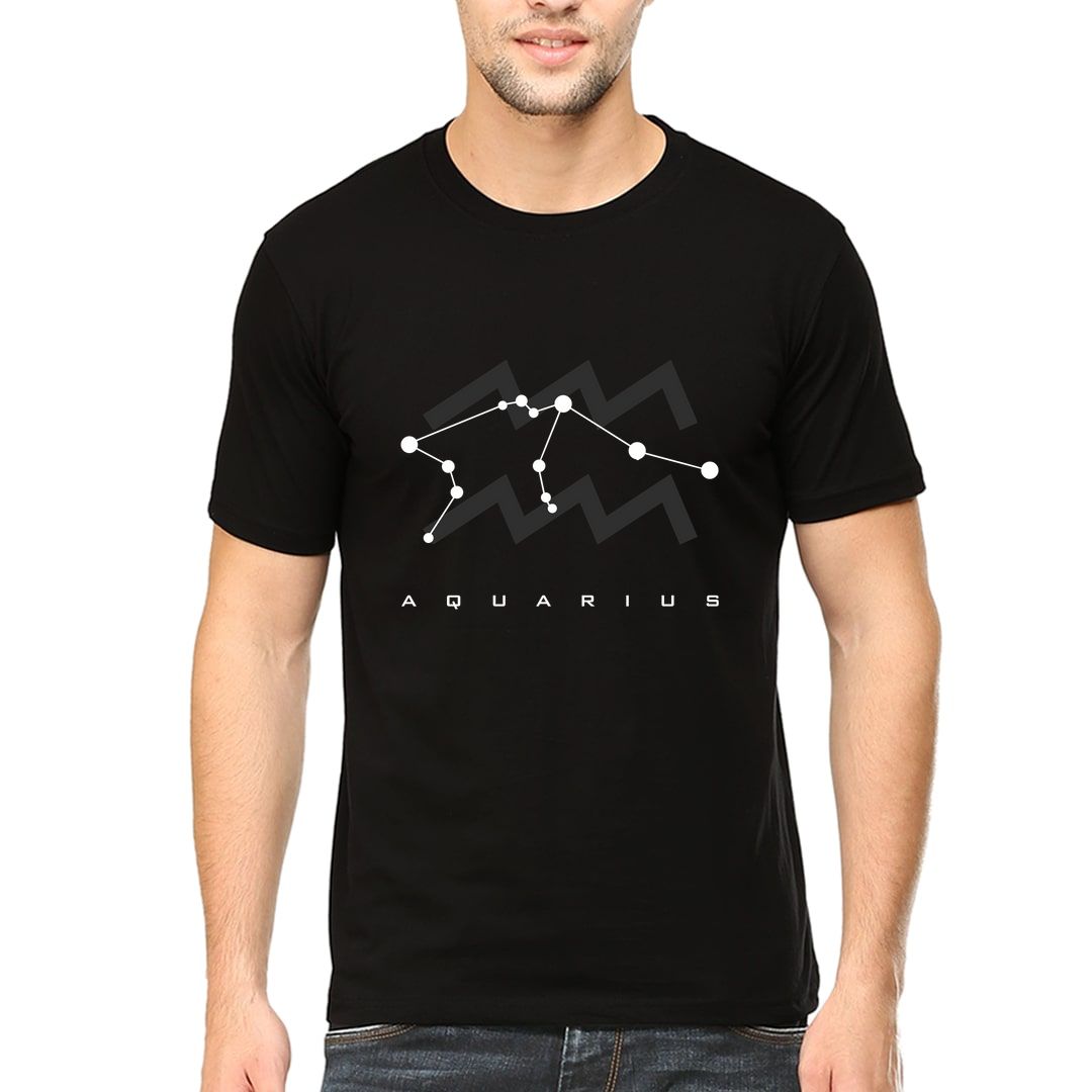 Ff93ec09 Zodiac Constellations Aquarius Men T Shirt Black Front