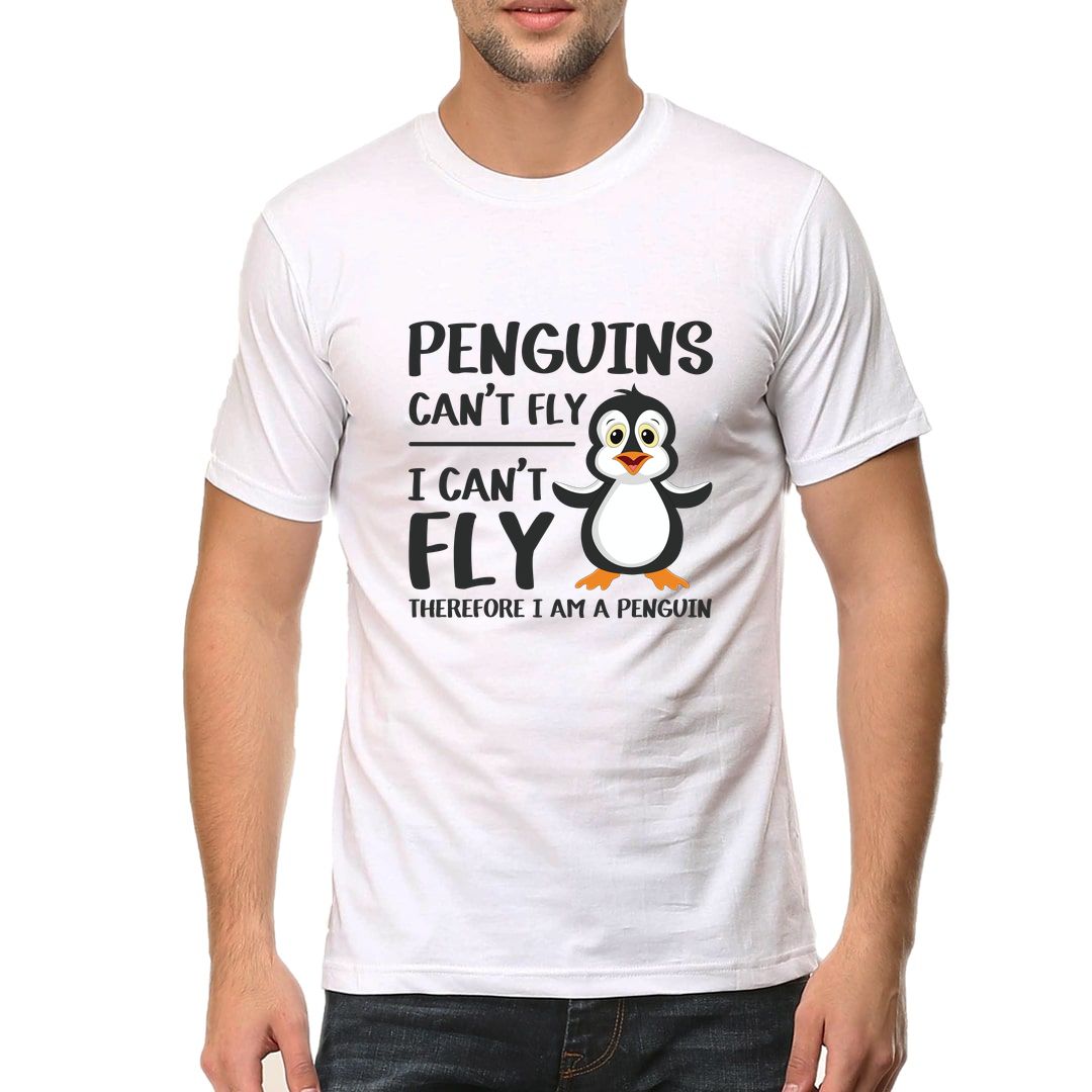 0170d3dd Cute Penguin Men T Shirt White Front