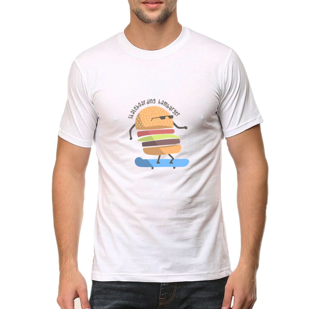 220f4f3c The Skateboarding Hamburger Men T Shirt White Front