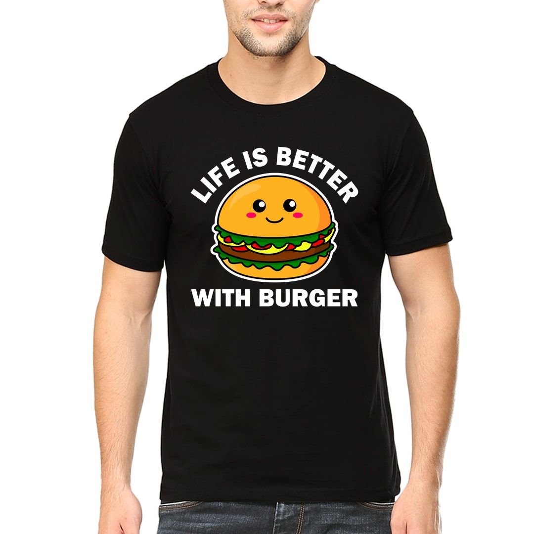 4bec668d Life Is Better With Burger Men T Shirt Black Front