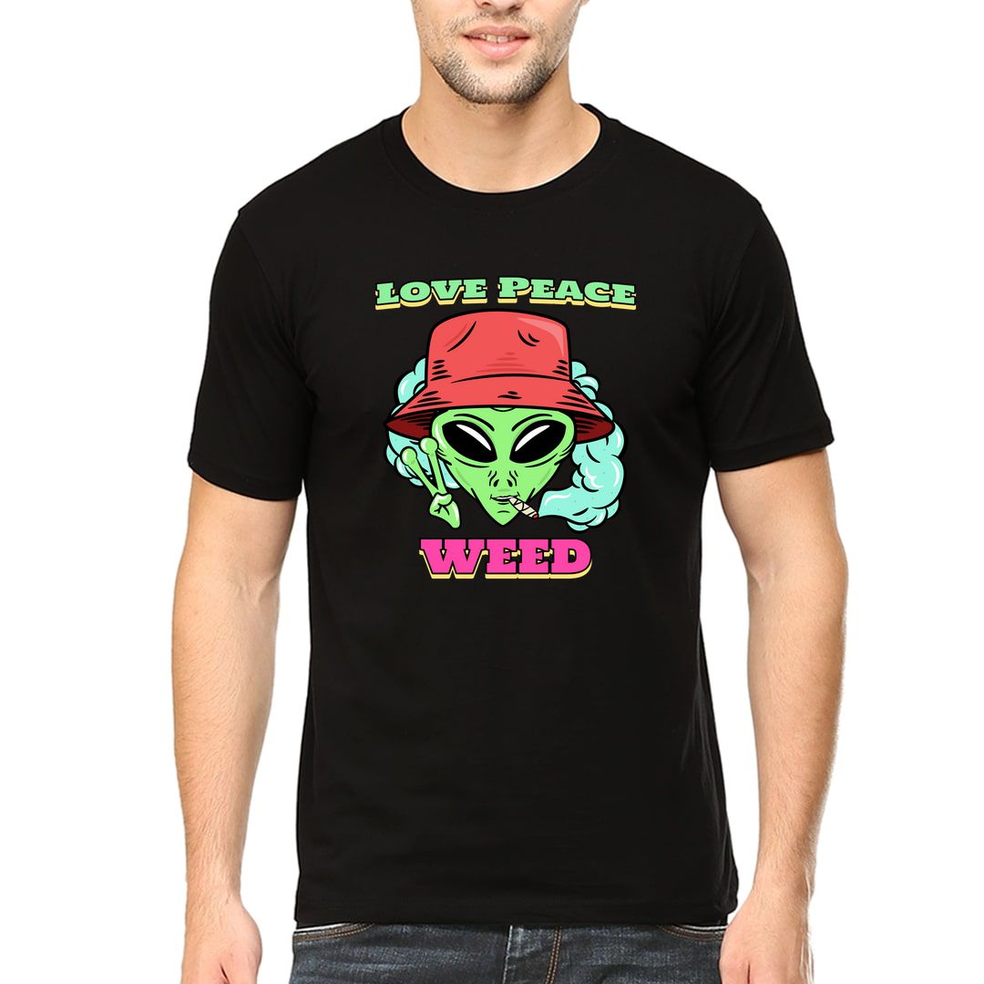 63355bf5 Love Peace Weed Men T Shirt Black Front