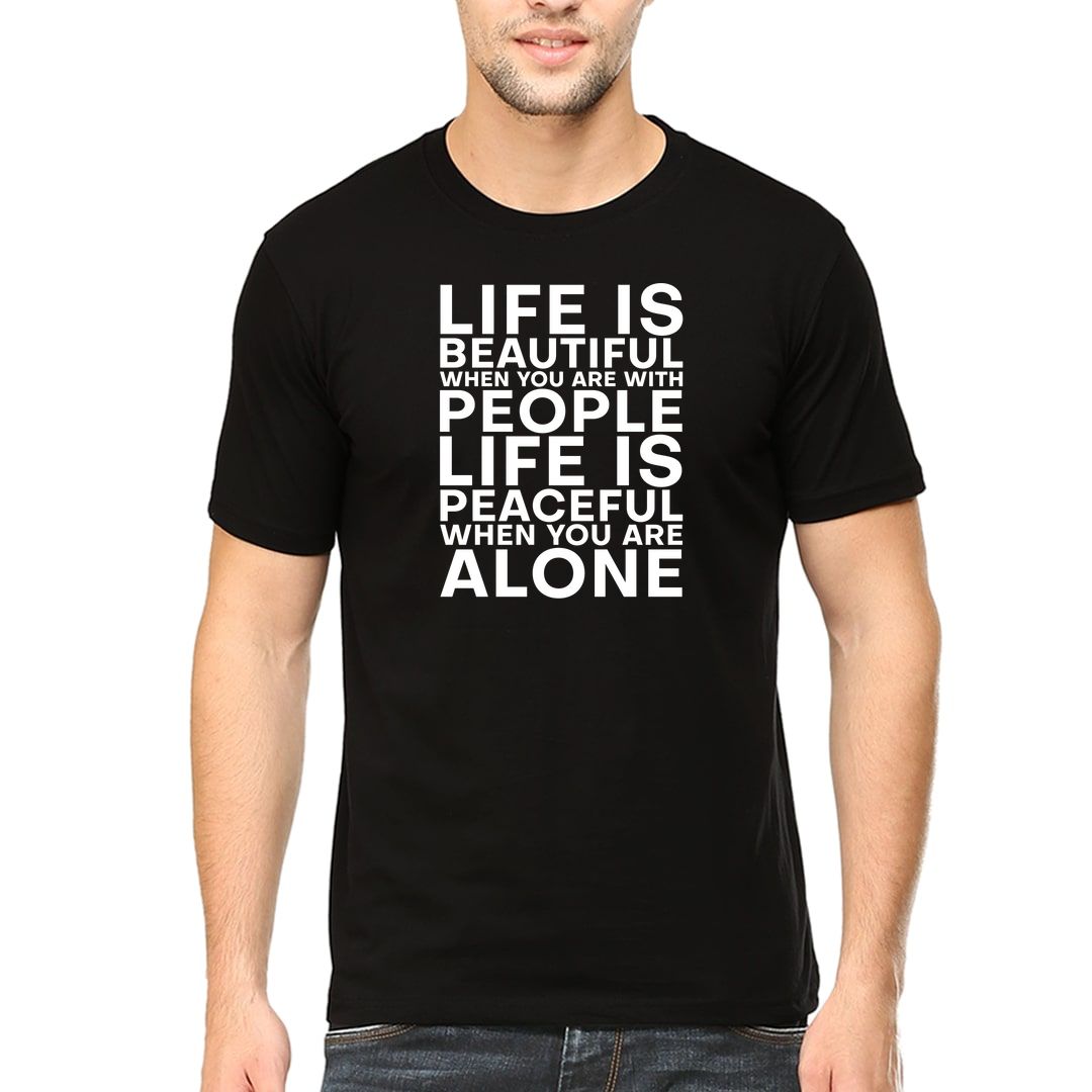 Da53a61b Alone Or People Men T Shirt Black Front