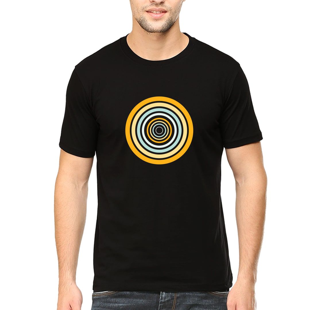 Eb335db6 Circle Design Men T Shirt Black Front