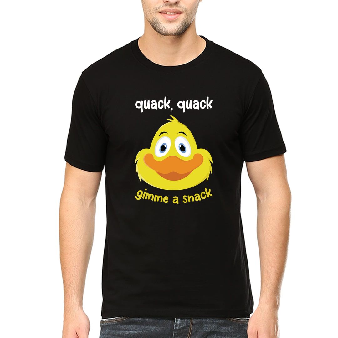 44d08c18 Cute Hungry Yellow Duck Men T Shirt Black Front