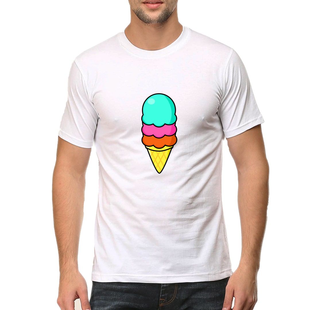 95f1b1bb Cute Ice Cream Illustration Men T Shirt White Front