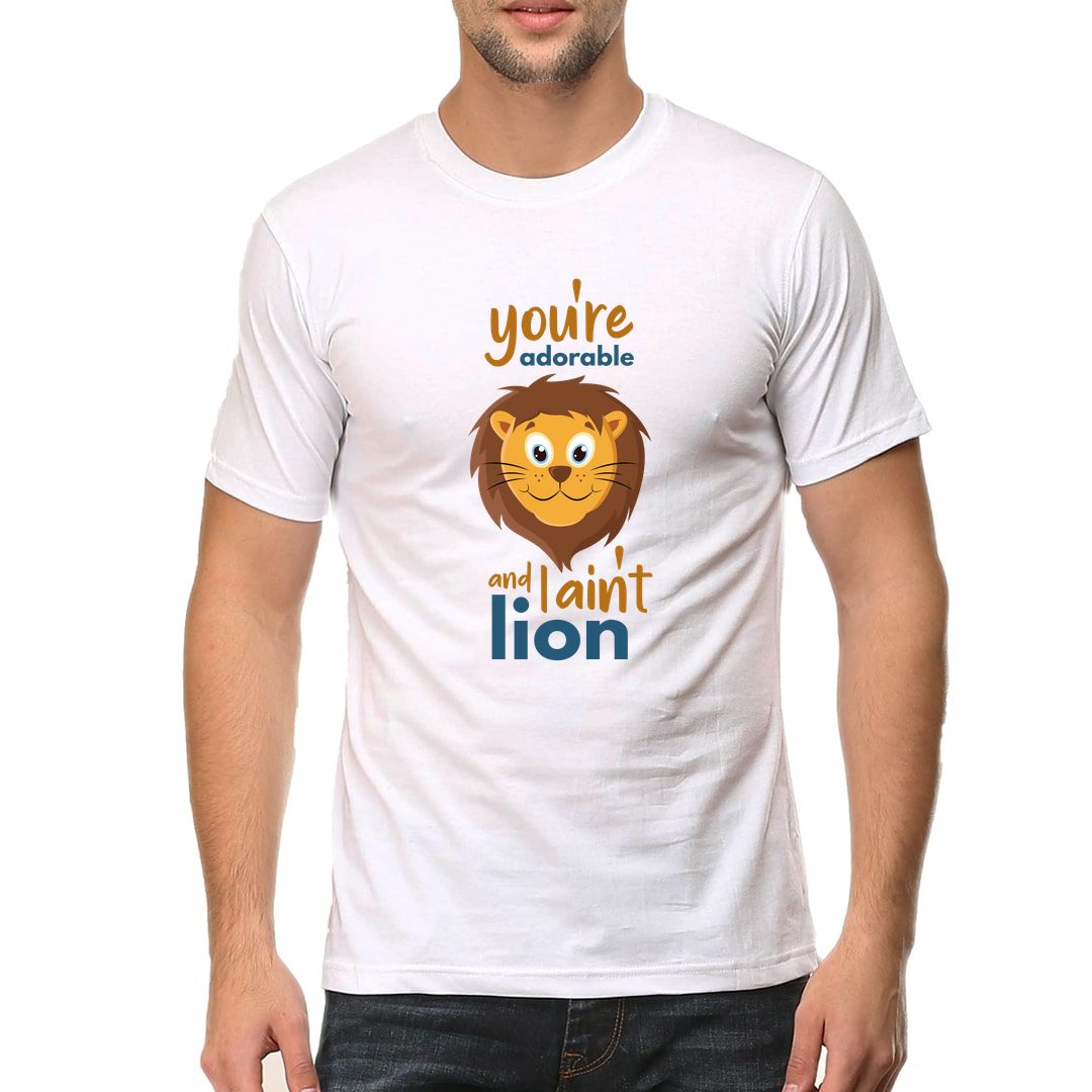 995f7335 Adorable Lion Men T Shirt White Front