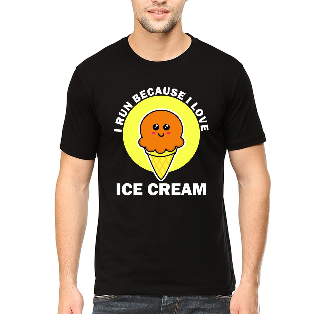 Eca51870 I Run Because I Love Ice Cream Men T Shirt Black Front