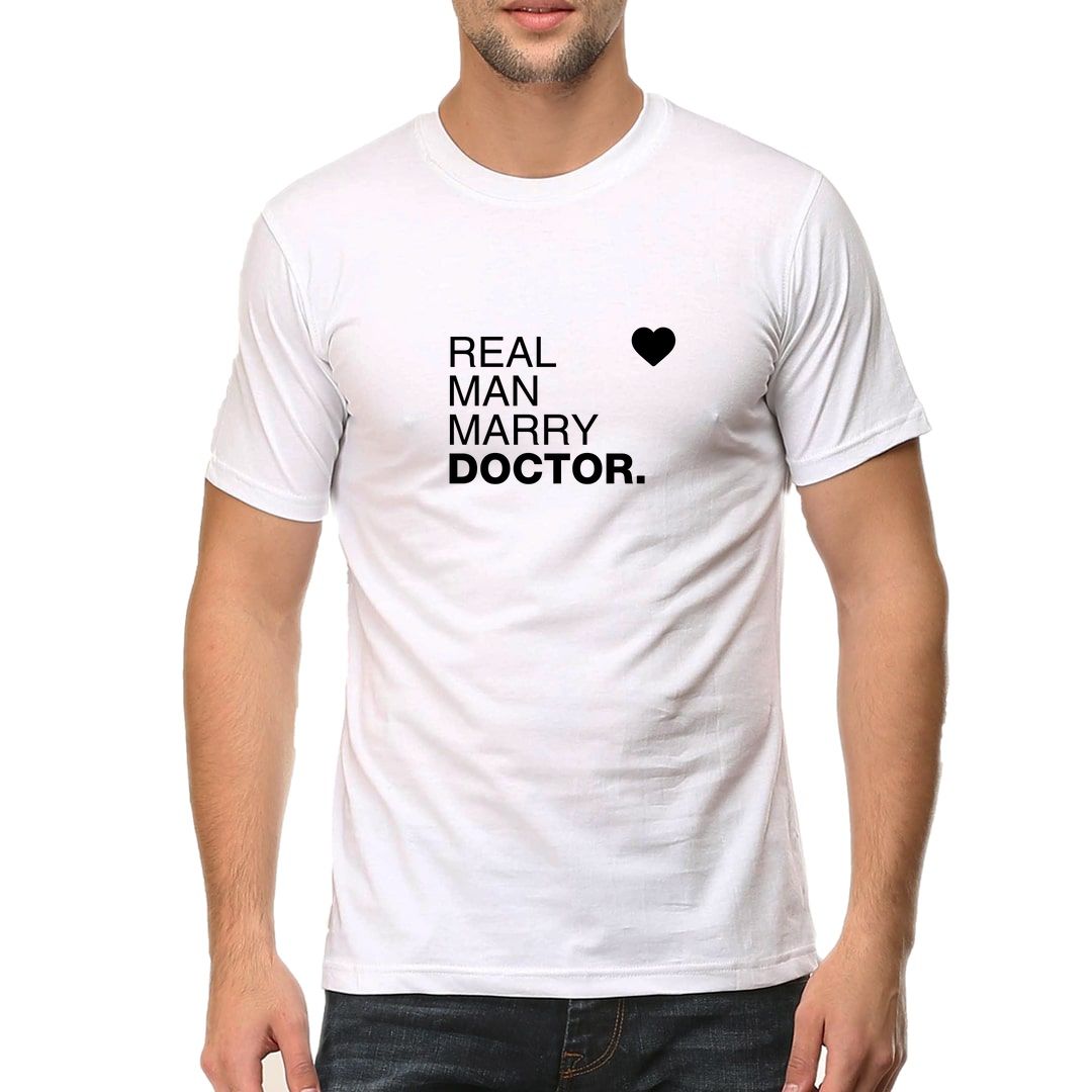Fd74bbd5 Real Man Marry Doctor Men T Shirt White Front